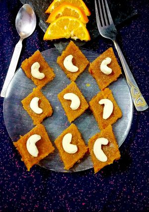 A picture of Orange cutley (burfi).