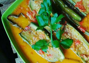 Mudah Cepat Memasak Terong Kuah pedas Santan Enak Sempurna