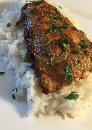 A picture of Honey Grilled Soy Salmon.