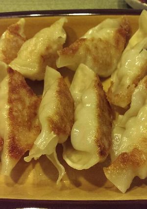 A picture of Chicken Celery Pot-stickers (Japanese Gyoza).