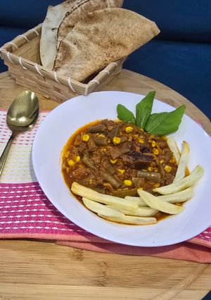 عکسی از دستور خوراک لوبیا سبز و ذرت