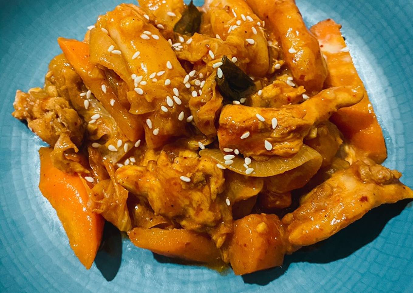 Dakgalbi (Korean stir fried chicken and vegetable - tumis ayam sayuran ala Korea)