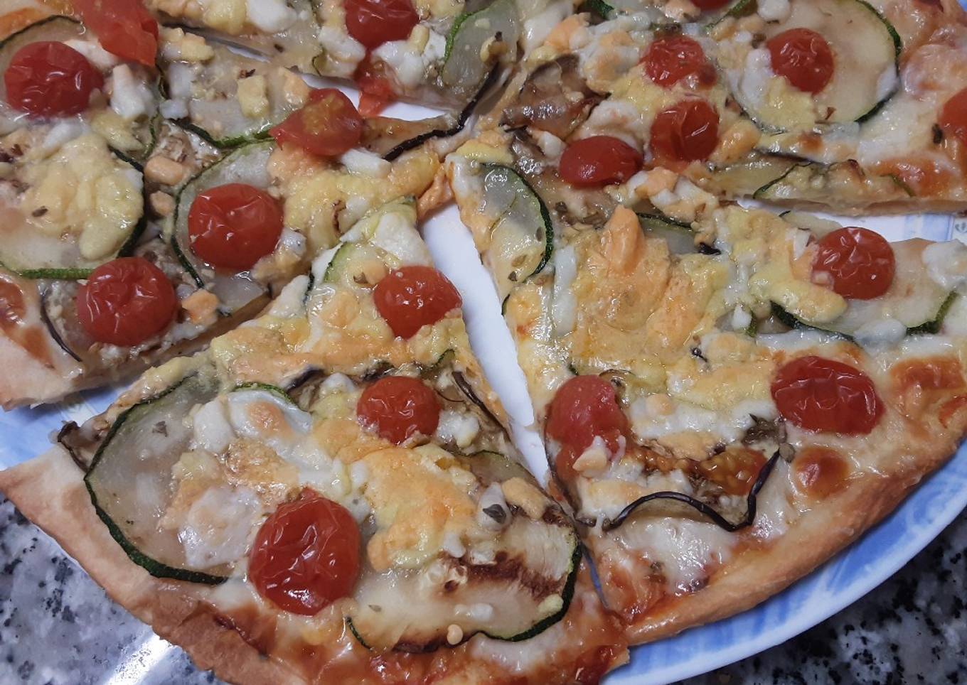Pizza de calabacín y berenjena