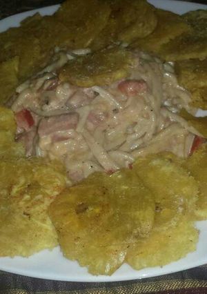 Una foto de Spaguettis blanco