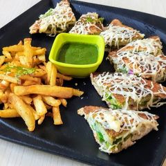 Veg cheese Grilled with Fries A picture of Veg cheese Grilled with Fries.