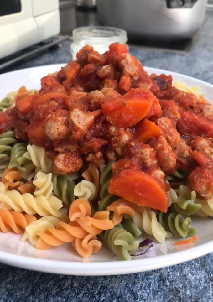 Una foto de 🍝Boloñesa con soja texturizada🍝