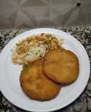 Milanesas de zapallito con arroz saborizado!