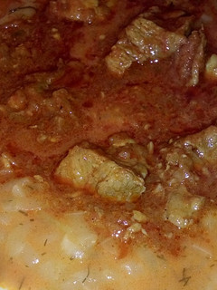 Tökfőzelék pörkölttel recept fotója