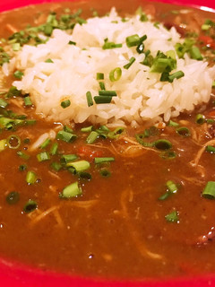 A picture of Chicken and sausage gumbo.