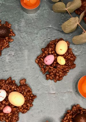 A picture of Chocolate & Puffed Rice Easter Nests.