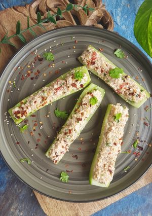 A picture of Protein Rich Brown Top Millet Cucumber Boats.