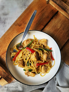 Foto resep Black Pepper Chicken Spaghetti