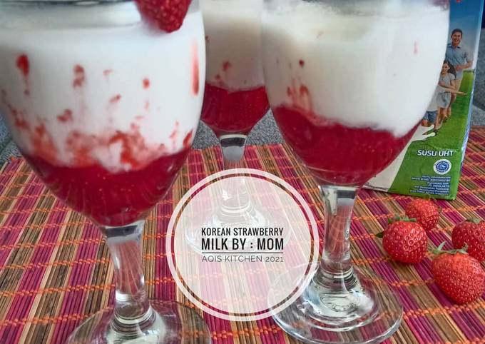 Cara Gampang Menyiapkan Korean Strawberry Milk (Cuma pakai 3 bahan) Anti Gagal