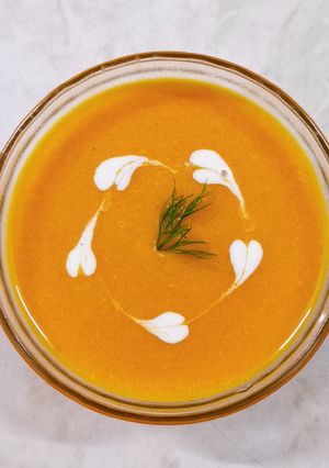 Hình của món Soup Tôm Bí Đỏ.