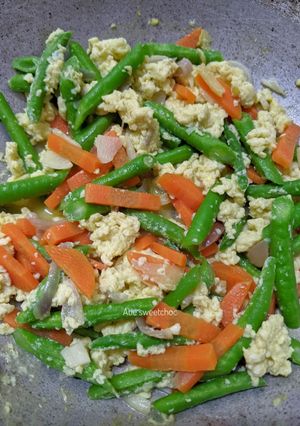 Gambar Sayur kacang dan telor hancur