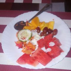 Mixed fruits,vegetables and natural yoghurt A picture of Mixed fruits,vegetables and natural yoghurt.