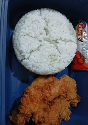 Foto resep Bekel anak simple. Ayam kriuk dan nasi