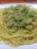Espaguetis al alioli de camarones