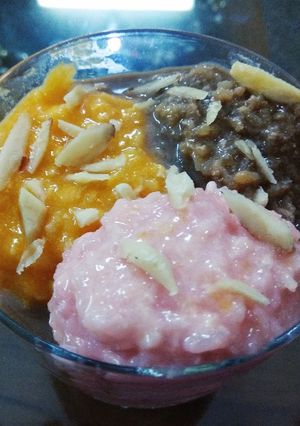 A picture of Tricoloured Rice Pudding.