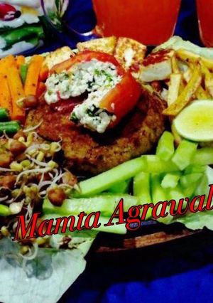 हेल्थी स्प्राउट्स सीज़्ज़लेर (Healthy sprouts sizzler recipe in hindi) रेसिपी मुख्य फोटो