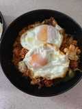 Migas con pimientos de Padrón