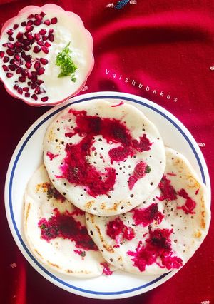 A picture of Beetroot peel Uttappam/ Beetroot peel pancakes.