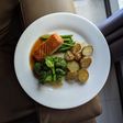 Pan Fried Salmon with Vegetables and Roasted Potatoes