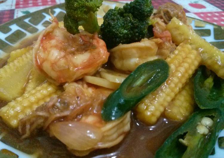 Resep Udang brokoli jagung muda saus tiram yang enak