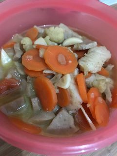 Foto resep Mpasi 18 bulan tumis ikan dori bakso wortel kembang kol