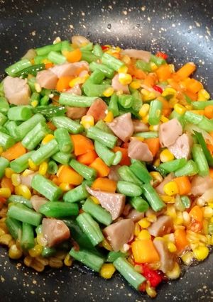 Foto resep Tumis buncis bakso jagung