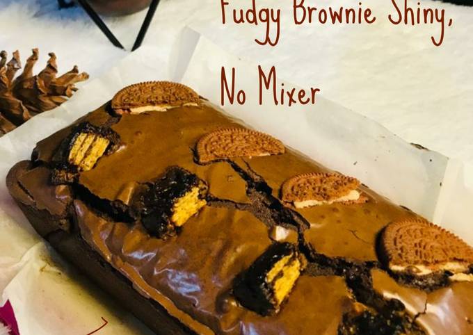 Fudgy Brownie Shiny/ Brownies Panggang (Takaran Sendok,No Mixer)