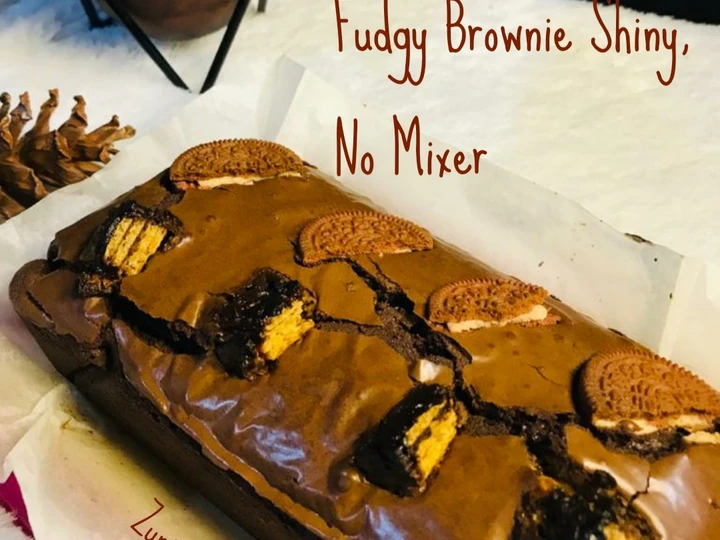Cara Gampang Membuat Resep Fudgy Brownie Shiny/ Brownies Panggang (Takaran Sendok,No Mixer) yang Lezat Sekali Anti Ribet, Lezat