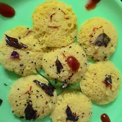 A picture of Kesar idli juicy dhokla.