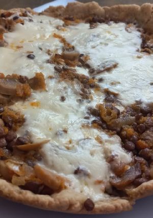 Una foto de Tarta de lenteja con champiñones