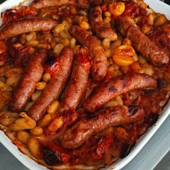 A picture of Beans with sausages.