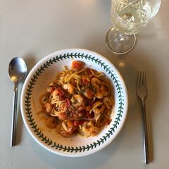 A picture of Rustic Spaghetti with Prawns & Chili.