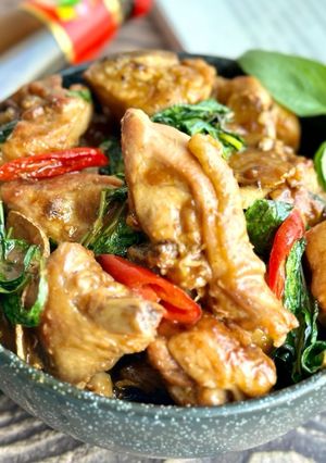 A picture of Three Cup Chicken with Oyster Sauce / Homestyle Dish.