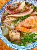 Soft Hu Tieu Noodle Soup with Pork Ribs and Seafood
