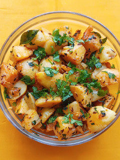 A picture of Potato dry Subji for fasting.