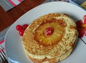صورة لوصفة بان كيك الاناناس والكرز 🍍🍒🍍🍒🍍