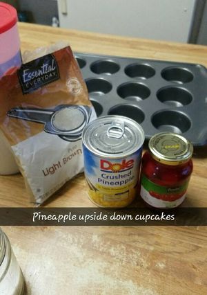 A picture of Upside-down pineapple cupcakes.