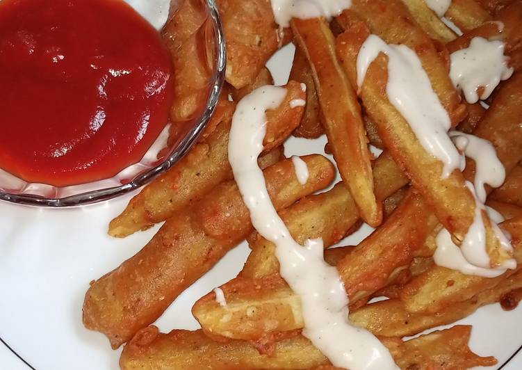 Potato fries with crispy coating