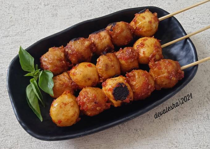 Resep Sate Bakso Bakar Pedas Oleh Devalesha Kitchen Cookpad