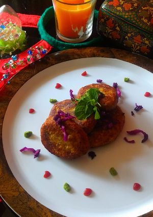 A picture of Cabbage yam kababs.