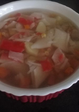 Una foto de Sopa de pescado o masa de cangrejo