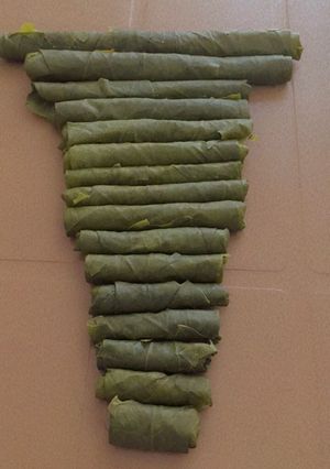 A picture of Frozen Stuffed Grape Leaves.