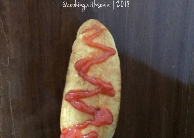 Bagaimana Menyiapkan Homemade Hotdog Sosis Korea (Roti Goreng Sosis) #seninsemangat Anti Gagal