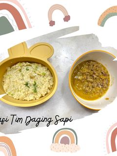 Foto resep Resep MPASI 9m+ - Nasi Tim Daging Sapi