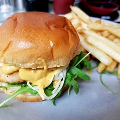 My Chicken & Bacon in parmesan Breadcrumbs on a Bun A picture of My Chicken & Bacon in parmesan Breadcrumbs on a Bun.