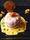 White Chocolate Mava Ghari With Saffron Sauce